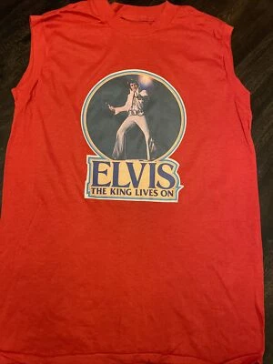 1977 ELVIS THE KING LIVES VEGAS TSHIRT RED M RARE IRON ON - Image 1 of 4