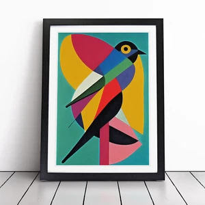 Cuadro póster impresión arte pared lienzo enmarcado pájaro en abstracto n.º 1, decoración del hogar - Imagen 1 de 8