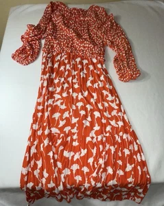 DVF Diane Von Furstenberg x Target XL Midi Ginkgo Wrap Orange Dress - Picture 1 of 9