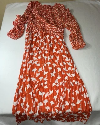 DVF Diane Von Furstenberg x Target XL Midi   Ginkgo Wrap Orange Dress - Image 1 of 4