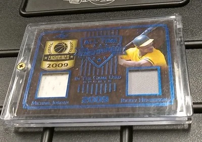 迈克尔·乔丹/里克·亨德森二手球衣卡 #/30 LEAF — 第 1/4 张图片