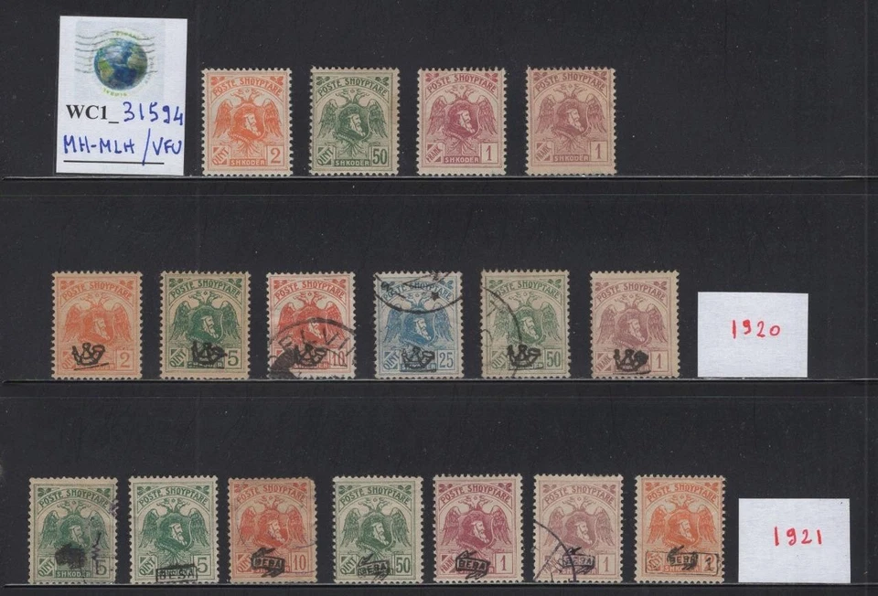 WC1_31594. ALBANIA. Valuable lot of ovpt. 1920-21 stamps. MH-MLH/Used - Image 1 of 1