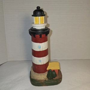 Faro Replica Decorazione Nautica Legno 8x4x3 Pollici Rosso Bianco Nero - Foto 1 di 9