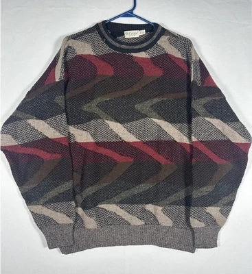 Suéter Tejido 3D De Colección St Croix Para Hombres XL Estilo Biggie Coogi Geométrico Grises Rojos Foto 1 de 2