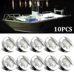10x White Marine Boat LED Stern Lights Cabin Deck Courtesy Round Lamp Waterproof - Picture 1 of 9