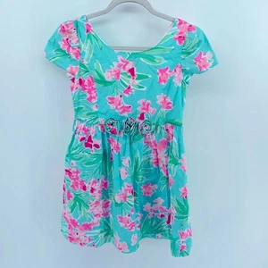 NUEVO CON ETIQUETAS Vestido Lily Pulitzer Estampado Floral Manga Gorra Ajuste y Acampanado Talla 14 - Imagen 1 de 7