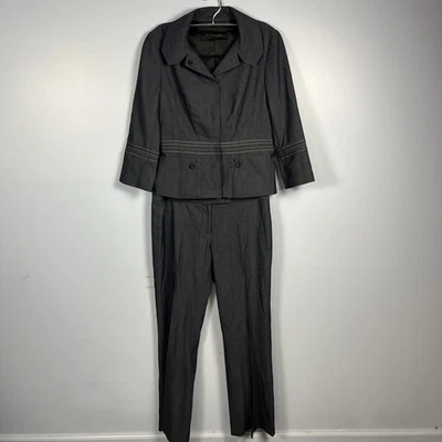Elie Tahari Womens Navy Blazer Pants Suit Set Wool Blend Stretch Business Career - Image 1 of 4