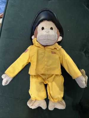 CURIOUS GEORGE IN FIREMANS SUIT  10” TALL VINTAGE - Image 1 of 4