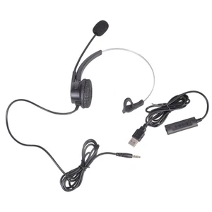 USB Computer Headset with Microphone for Laptop 3.5mm Corded Stereo Call Center - Picture 1 of 17