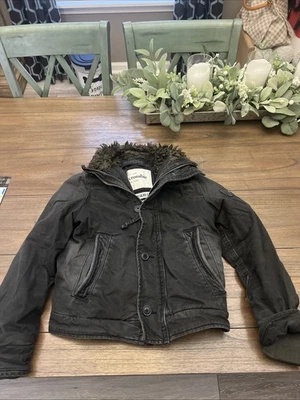 Abercrombie Adirondack Youth Size Medium Faded Navy Blue Bomber Jacket - Image 1 of 4