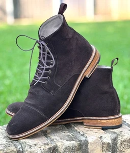 Stivaletti chukka BANANA REPUBLIC uomo pelle scamosciata marrone stringati taglia 9,5M - Foto 1 di 10