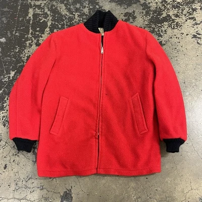 Vtg 1950’s McGregor Car Coat Clicker jacket Red Fleece shawl collar insulated 42 - Image 1 of 4