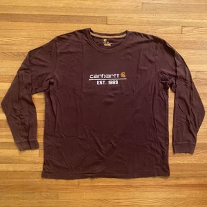 Carhartt Hemd Herren 2XL weinrot Langarm Relaxed Fit EST 1889 Logo Baumwolle - Bild 1 von 10