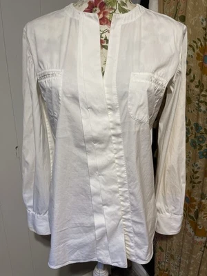 Blusa Loro Piana Blanca Algodón Botón Frontal S 40 Foto 1 de 4