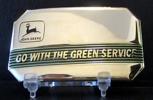 John Deere Go With Green Service Dress Belt Buckle 1990 jd Deer Trademark Logo - Picture 1 of 4