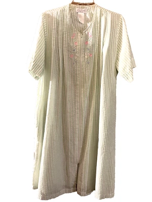 Bata de Colección Collette Miss Elaine Mujer Grande Verde Blanco Rayas Abuela Núcleo Foto 1 de 4