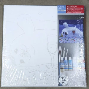 Leinwand Gemälde Kit Tier Versiegelung 12 x 12 Zoll Künstler Loft Acrylfarbe & Pinsel - Bild 1 von 8