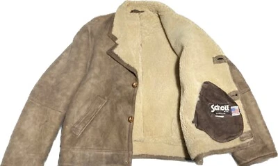 Abrigo corto de rancho Schott auténtico de cuero real Mouton para hombre talla 42 usado de Tailandia Foto 1 de 3
