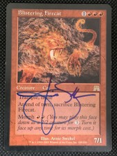 Blistering Firecat (Signed by Arnie Swekel) - Onslaught Magic Card MTG 189/350