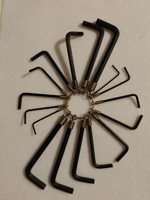 17 Piece - CRV Allen Wrench Set.  Securely ringed together PAR. metric & English - Image 1 of 2