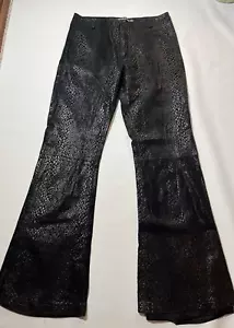 DKNY 100% Leather Women's Zip Low Rise Lined Pants Sz 10 Black - Picture 1 of 11