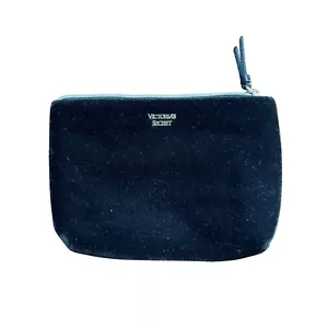 VS Victoria's Secret Bolso de Maquillaje de Terciopelo Negro Estuche Cosmético con Cremallera Forrado Gol - Imagen 1 de 4