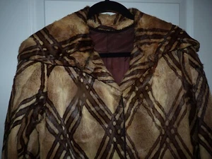 20s Vintage Edwardian Strips Design Faux Fur Antique Princess Winter Coat - Picture 1 of 10