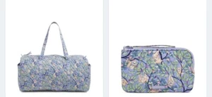 Vera Bradley XL Traveler Duffel Bag Hanging Around Purple Sloth GymTote WRISTLET - Picture 1 of 4