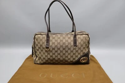 GUCCI Britt GG Monogram Canvas/Leather Brown Shoulder Used Satchel Bag Sz Medium - Image 1 of 4