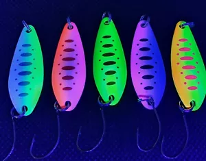 UV 5x 5 g Japanblinker+ 5 Snaps Trout Spoon Set Forellenblinker Schlepplöffel - Bild 1 von 7