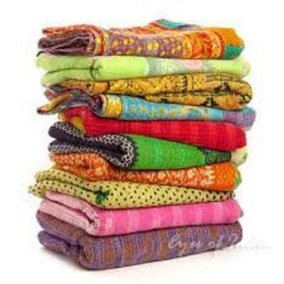 10 pcs Lot Indian Handmade Reversible Cotton Vintage Kantha Quilts / Bedding - Image 1 of 4