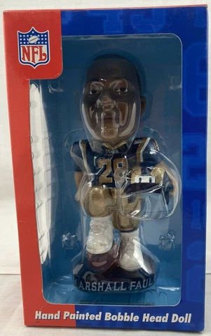 Marshall Faulk #28 Bobblehead St. Louis Rams Football Bobble Dobbles QBC NIP Cover