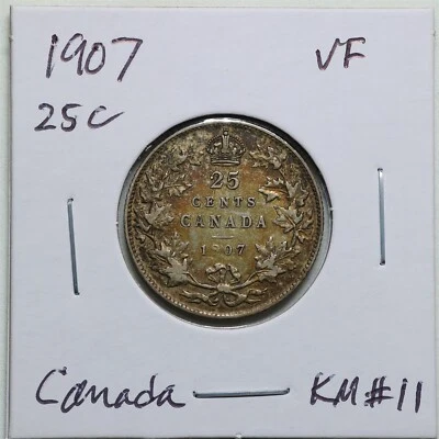 Canada 1907 25C George V Quarter Dollar in VF Condition KM#11 #11375 - Image 1 of 2