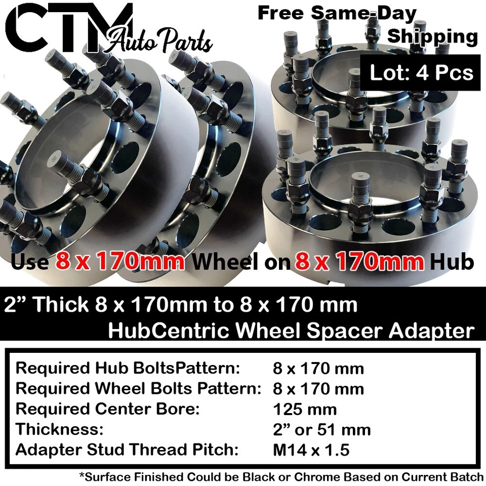 4x 2" Thick 8x170mm HubCentric Wheel Spacer 03-22 F250 99-22 F350 Super Duty SRW - Image 1 of 4