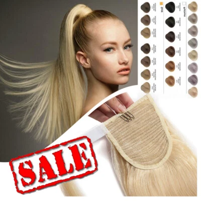 Long Thick Wrap Around Ponytail Clip In Real 100% Remy Human Hair Extensions USA - Image 1 of 4