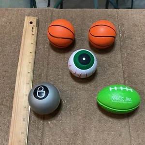 Stress Squishy Squeeze desk Eyeball, two Basketballs, Football - Picture 1 of 4