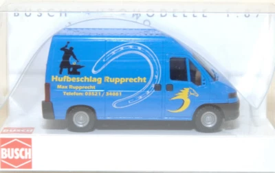 Busch 47337 Fiat Ducato Mobile Hufbeschlag Rupprecht HO 1:87 NUOVO - Immagine 1 di 2