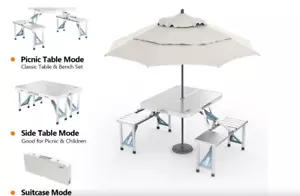 4Ft Folding Camping Picnic Table w/Seats Converts Picnic to Side Table Suitcase - Picture 1 of 8