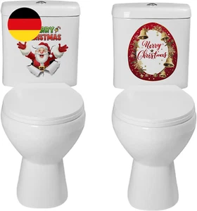 2 Blätter Weihnachtsdeko WC Toilettensitz-Aufkleber Toilettenaufkleber Selbstkle - Bild 1 von 8