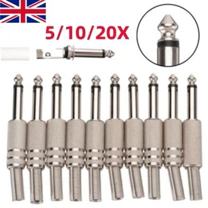 5/10/20pcs1/4'' 6.35mm Male Mono Monaural Audio Cable Jack Connector Plug Kit UK - Picture 1 of 27