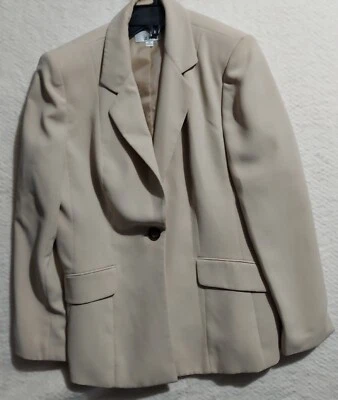 Le Suit VESTIDO ABRIGO CHAQUETA BLAZER Mujer Talla 14 Beige Sólido 1 Botón Foto 1 de 4