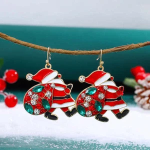 Lindos Pendientes Personalizados de Papá Noel con Coloridos Estrás Ins Moda - Imagen 1 de 5