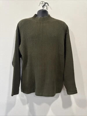 90s Vintage Guess Jeans Ribbed Mock Neck XL Sweater Army Green - Image 1 of 4