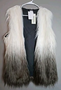 Chaleco Sassy Bling, Para Mujer Talla Grande Imitación Piel, Marfil y Marrón Retro Funky - Imagen 1 de 9