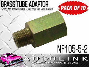 BRASS TUBE ADAPTORS FOR 5/16" BUNDY TUBE 1/2"x20NF FEM FLAREx1/8" NPT MALE x10 - Picture 1 of 6