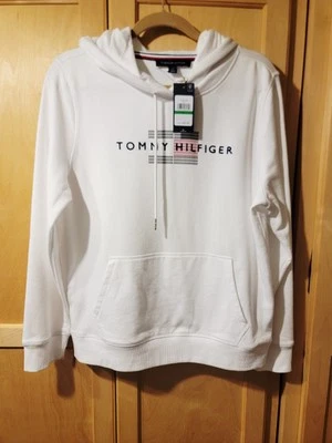 *NEW* TOMMY HILFIGER WOMENS PULLOVER HOODIE WHITE  W/EMBROIDERED LOGO SIZE LARGE - Image 1 of 4