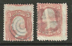 Sc #65 x 2 Shades Misperf Errors 3 Cent Washington 1861-62 Civil War US 68B72 - Picture 1 of 3