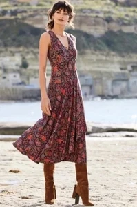 Robe Peruvian Connection Barrakka taille S art nouveau jersey floral midi - Photo 1/11