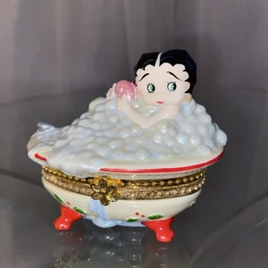 Vintage Porzellan aufklappbare Schmuckschatulle BETTY BOOP Schaumbad 1999 KOSTENLOSER VERSAND Neu! - Bild 1 von 15