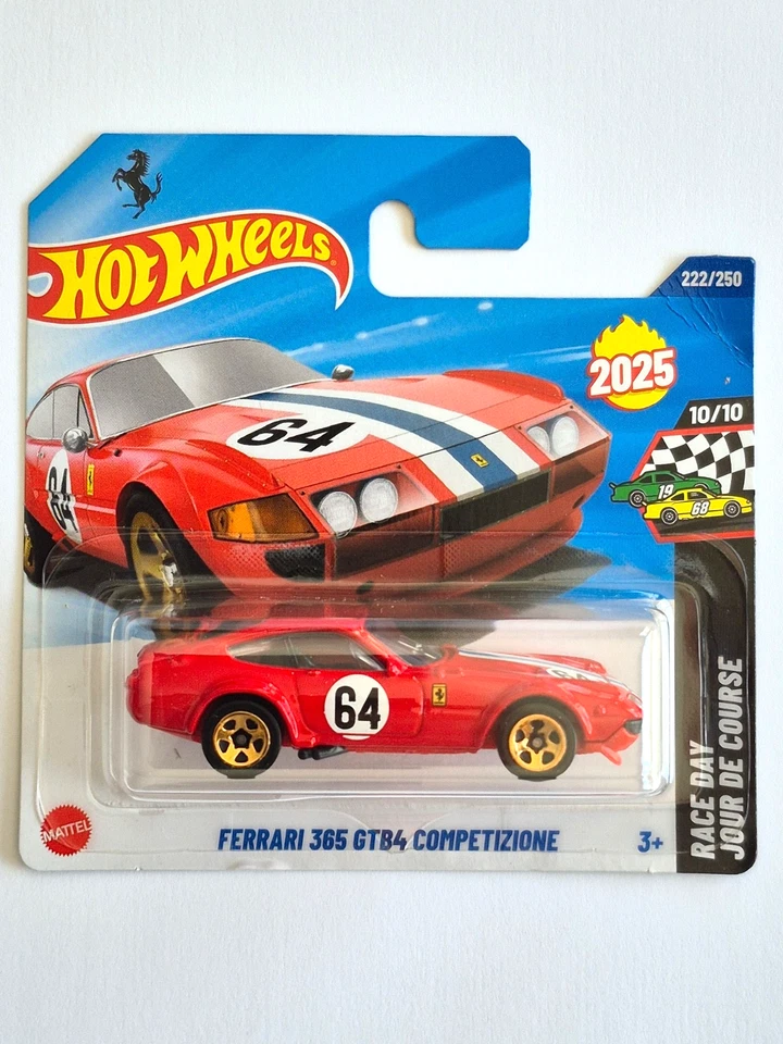 MINIATURE HOT WHEELS 1/64 FERRARI 365 GTB4 COMPETIZIONE RACE DAY 2025 - Photo 1/1